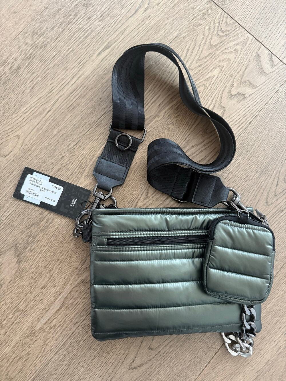 Think Royln Downtown Crossbody Pearl Olive Bag NWT